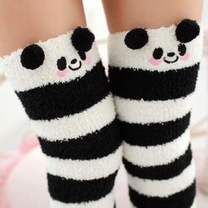⭐️ Kawaii Fleece Thigh-High Socks ⭐️ Panda 🐼⭐️